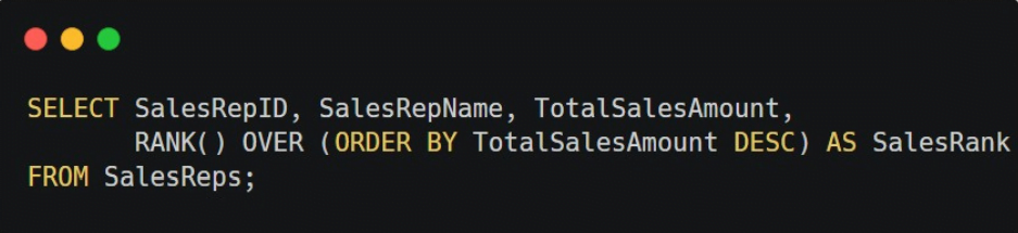SQL Interview Question - RANK()