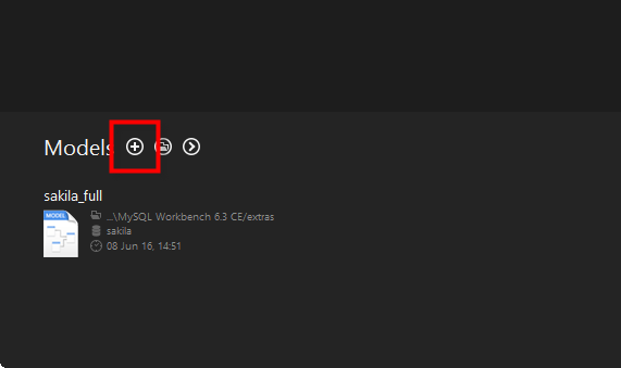 In the MySQL workbench , Click – “+” Button